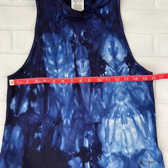 Adidas Blue Parley Tie Dye Racerback Training Athletic Tank Top-sz S - Picture 6 of 7